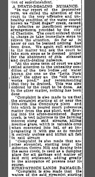 1907 article notes complaints about pollution in Little Sugar Creek. Image: Charlotte Observer archives